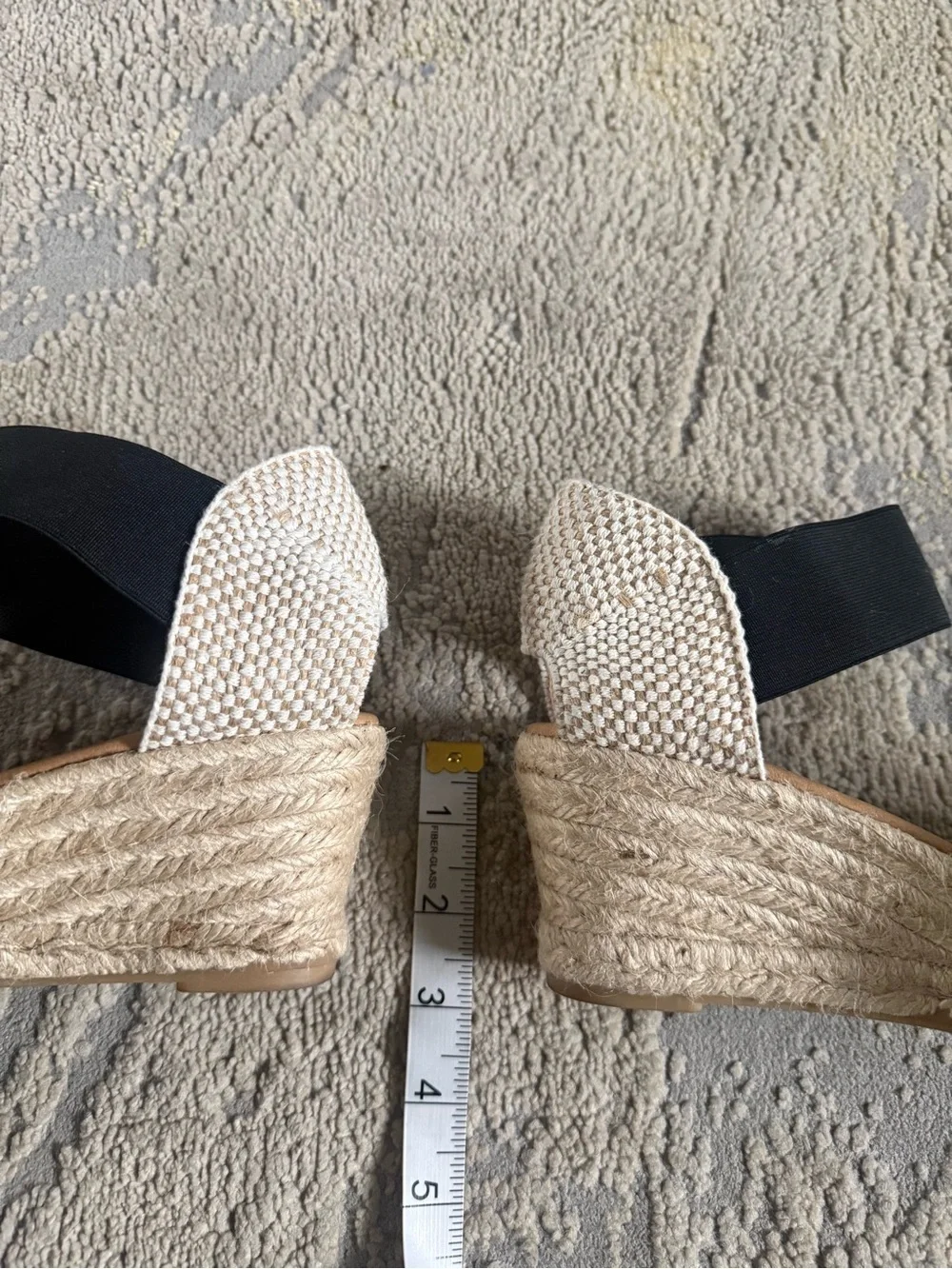 Paseart Spain Black Suede Espadrille Wedge closed toe stretchy strap 41 / 8